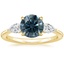 18K Yellow Gold Opera Three Stone Diamond Ring, smalltop view