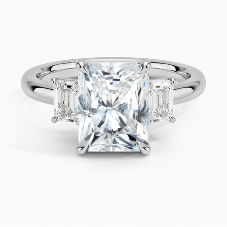 18K White Gold Rhiannon Emerald Cut Three Stone Diamond Ring (1/2 ct. tw.)