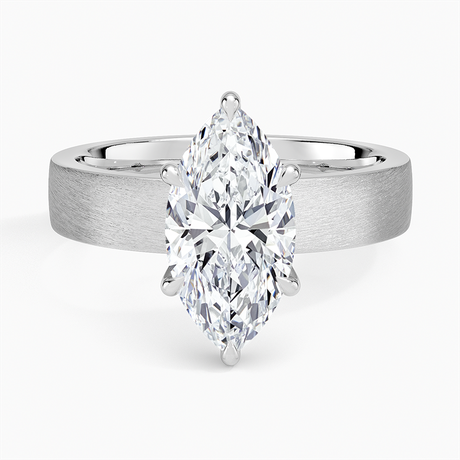 18K White Gold Peyton 4mm Satin Finish Solitaire Ring