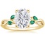 18K Yellow Gold Willow Ring With Lab Emerald Accents, smalltop view