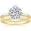18K Yellow Gold North Star Ring with Petite Comfort Fit Wedding Ring