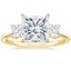 18K Yellow Gold Princess Cut Three Stone Diamond Ring, smalltop view