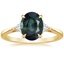 18K Yellow Gold Trillion Cut Three Stone Diamond Ring, smalltop view