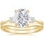 18K Yellow Gold Selene Diamond Ring (1/10 ct. tw.) with Petite Curved Wedding Ring