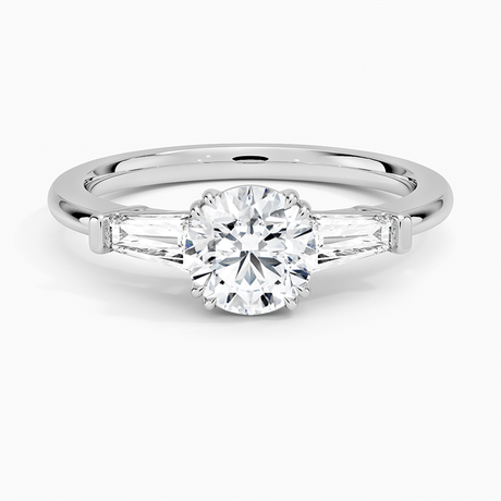 Double Prong Three Stone Diamond Ring