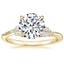 18K Yellow Gold Camellia Milgrain Diamond Ring, smalltop view