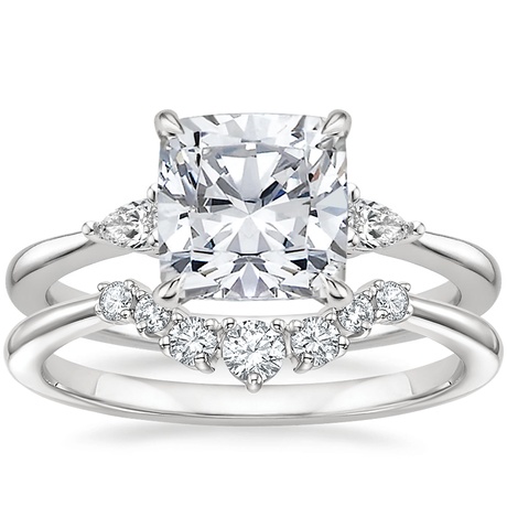 18K White Gold Aria Contoured Diamond Bridal Set