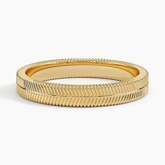Dezi Herringbone 3mm Ring in 18K Yellow Gold