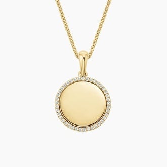 Engravable Diamond Disc Pendant