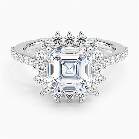 18K White Gold Luxe Sunburst Halo Diamond Ring (1/2 ct. tw.)