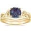 18K Yellow Gold Budding Willow Ring with Petite Curved Wedding Ring