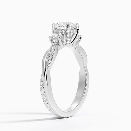 Nature Inspired Three Stone Diamond Engagement Ring