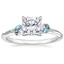 18K White Gold Camellia Indigo Milgrain Ring, smalltop view