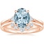 14KR Aquamarine Trillion Three Stone Diamond Engagement Ring with Hadley Contoured Diamond Ring, smalltop view