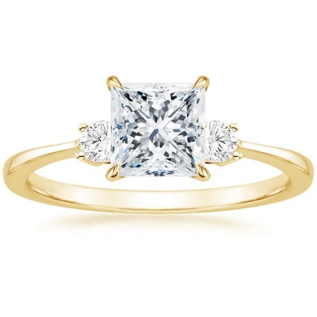 18K Yellow Gold Selene Diamond Ring (1/10 ct. tw.) with Petite Curved Wedding Ring