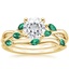 18KY Moissanite Willow Bridal Set With Lab Emerald Accents, smalltop view