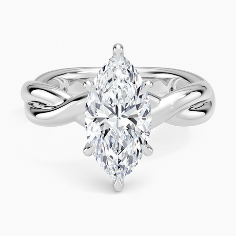18K White Gold Hazel Twist Solitaire Diamond Ring