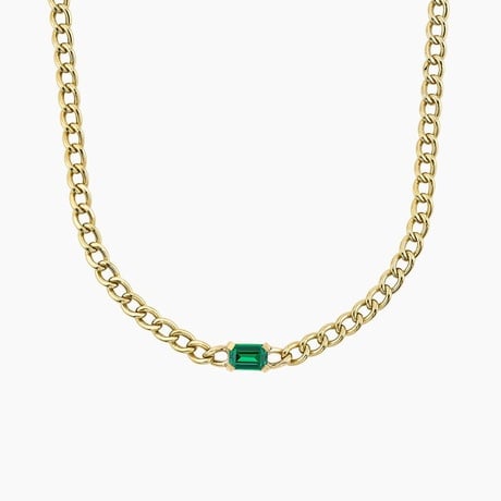 Lab Emerald Curb Chain
