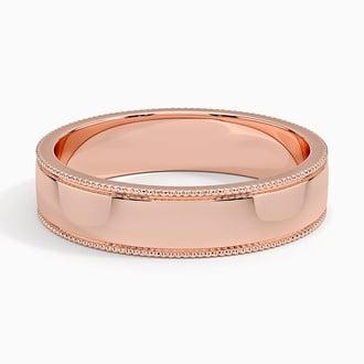 Mojave Milgrain Border 5mm Wedding Ring in 14K Rose Gold