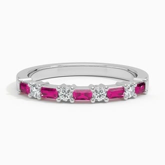 Leona Lab Ruby and Diamond Ring in 18K White Gold