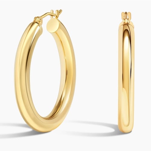 4mm Large Perfect Hoop Earrings in 14K Yellow Gold | Brilliant Earth
