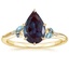 18K Yellow Gold Camellia Indigo Milgrain Ring, smalltop view