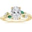 14K Yellow Gold Arden Diamond Ring with Lab Emerald Accents, smalltop view