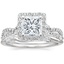 18K White Gold Luxe Willow Halo Diamond Ring (1/2 ct. tw.) with Winding Willow Diamond Ring (1/8 ct. tw.)