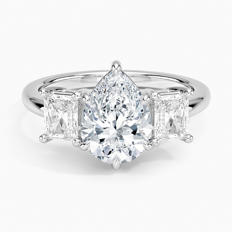 18K White Gold Luxe Helena Radiant-Cut Three Stone Diamond Ring