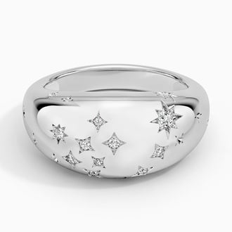 Capricorn Zodiac Constellation Diamond Dome Ring