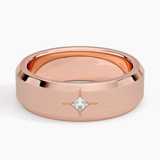 Caspian Diamond 6mm Wedding Ring in 14K Rose Gold