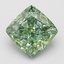 3.07 Ct. Fancy Vivid Green Cushion Lab Grown Diamond