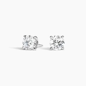 Secret Halo Diamond Stud Earrings in 18K White Gold