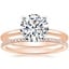 14K Rose Gold Four-Prong Petite Comfort Fit Ring with Whisper Eternity Diamond Ring