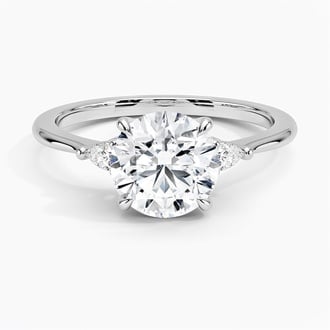 Aria Three Stone Included Ring with 1.5ct Round Lab Diamond Center Stone Included