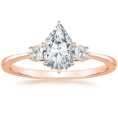 14K Rose Gold Selene Diamond Ring (1/10 ct. tw.) with Petite Curved Wedding Ring
