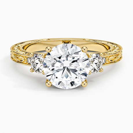 Antique Scroll Engraved Three Stone Diamond Ring (1/3 ct. tw.)