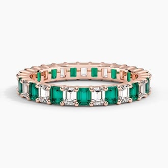 Eternity Lab Emerald and Diamond Ring in 14K Rose Gold