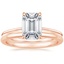 14K Rose Gold Petite Secret Halo Diamond Ring with Petite Comfort Fit Wedding Ring