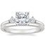 Platinum Three Stone Floating Diamond Ring with Petite Comfort Fit Wedding Ring