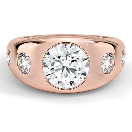 14K Rose Gold Sloane Flush Set Five Stone Diamond Dome Ring