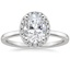 18K White Gold French Halo Diamond Ring, smalltop view
