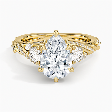 Begonia Vine Three Stone Diamond Ring