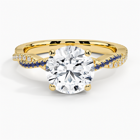 18K Yellow Gold Petite Luxe Twisted Vine Sapphire and Diamond Ring (1/8 ct. tw.)