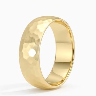 Hammered Matte Mens Wedding Ring
