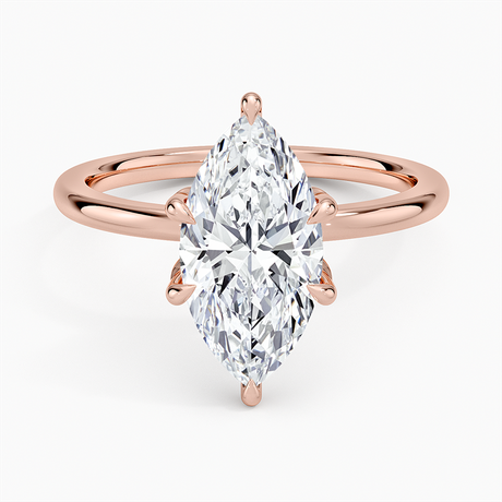 14K Rose Gold Petal Six Prong Diamond Ring