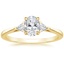 14K Yellow Gold Trillion Cut Three Stone Diamond Ring, smalltop view