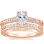 14K Rose Gold Luxe Hudson Diamond Ring (1/10 ct. tw.) with Delicate Antique Scroll Diamond Ring (1/15 ct. tw.)