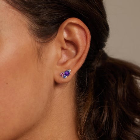 Purple Gemstone Cluster Earrings