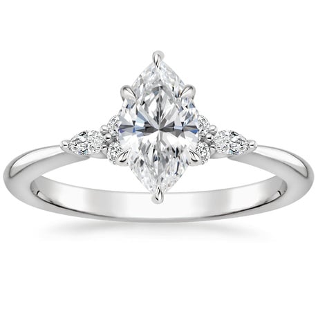 18K White Gold Nadia Diamond Ring with Aria Contoured Diamond Ring